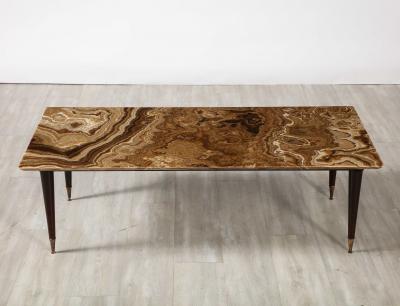 Italian 1950s Rectangular Coffee Table with Agate Top