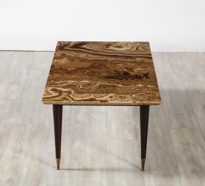 Italian 1950s Rectangular Coffee Table with Agate Top