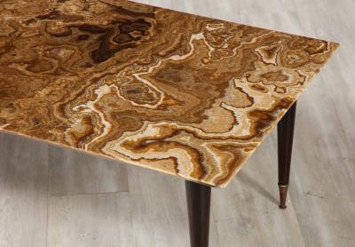 Italian 1950s Rectangular Coffee Table with Agate Top