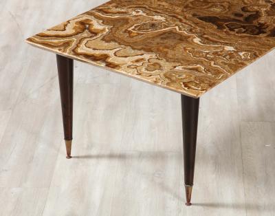 Italian 1950s Rectangular Coffee Table with Agate Top