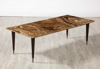 Italian 1950s Rectangular Coffee Table with Agate Top