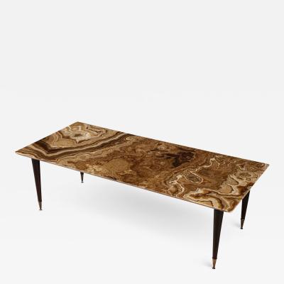 Italian 1950s Rectangular Coffee Table with Agate Top