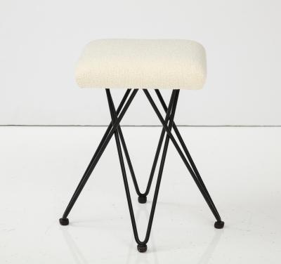 Italian 1950s Wrought Iron Square Upholstered Stools