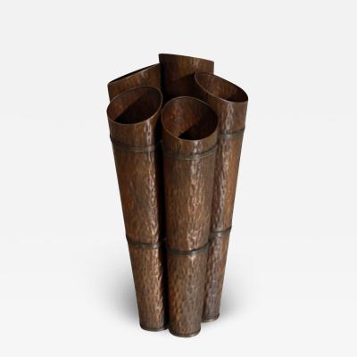 Italian 1950s hammered copper umbrella stand