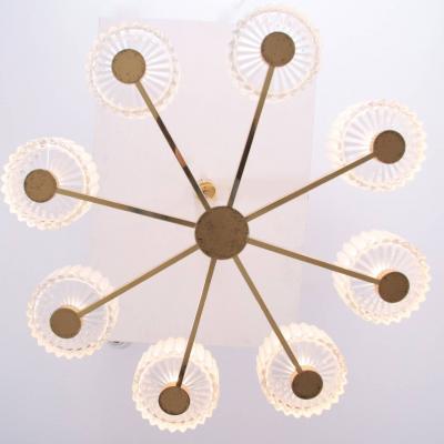 Italian 1960s Luxury Brass Chandelier with Eight Arms