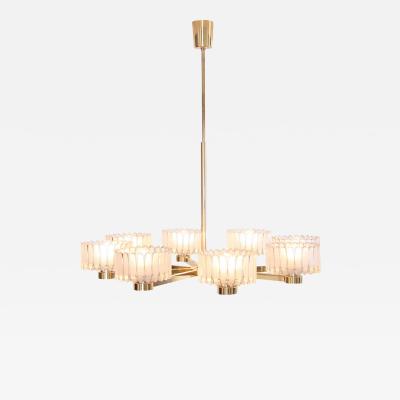 Italian 1960s Luxury Brass Chandelier with Eight Arms