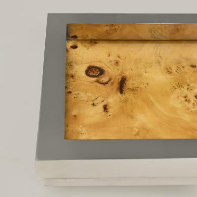 Italian 1960s chrome and burr wood catchall vide poche