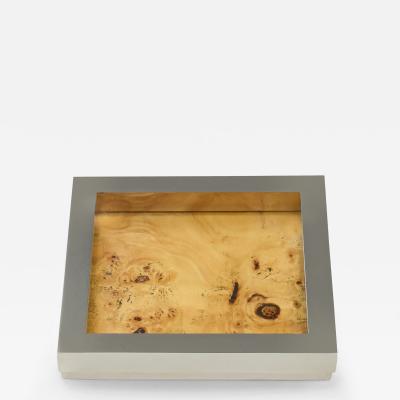 Italian 1960s chrome and burr wood catchall vide poche