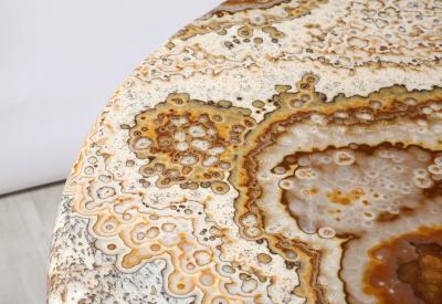 Italian 1970s Agate Center Dining Table with Chrome Cylindrical Base