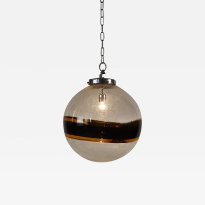 Italian 1970s Murano black and gold swirl ball pendant
