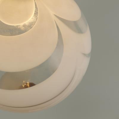 Italian 1970s Murano white swirl ball pendant