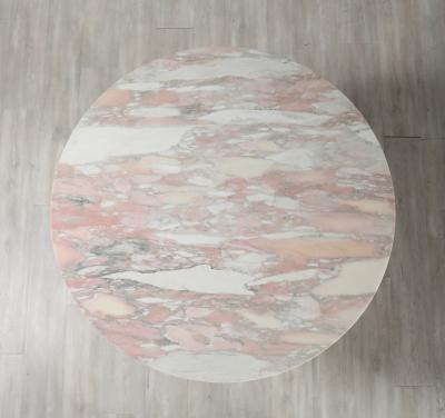 Italian 1970s Pink Veined Marble Center or Dining Pedestal Table