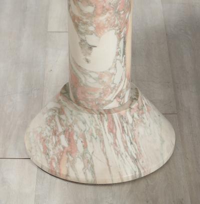 Italian 1970s Pink Veined Marble Center or Dining Pedestal Table