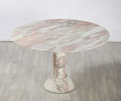 Italian 1970s Pink Veined Marble Center or Dining Pedestal Table