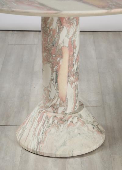 Italian 1970s Pink Veined Marble Center or Dining Pedestal Table