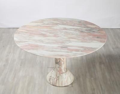 Italian 1970s Pink Veined Marble Center or Dining Pedestal Table