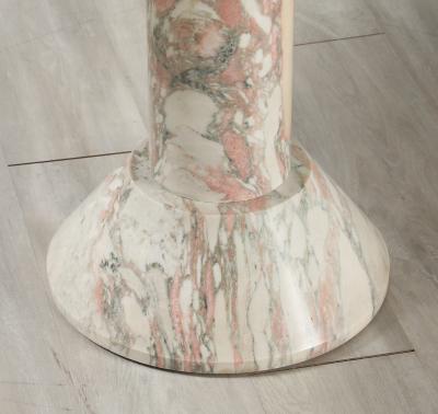 Italian 1970s Pink Veined Marble Center or Dining Pedestal Table