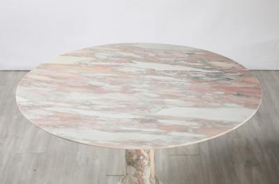 Italian 1970s Pink Veined Marble Center or Dining Pedestal Table