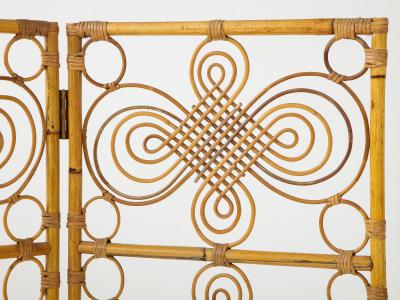 Italian 1970s Three Panel Bamboo Decorative Screen
