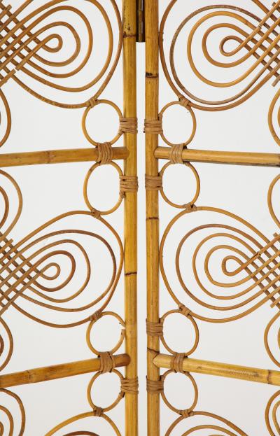 Italian 1970s Three Panel Bamboo Decorative Screen