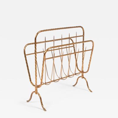 Italian 1970s brass magazine rack