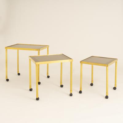 Italian 1970s brass nest of three tables