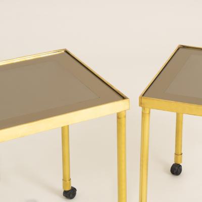 Italian 1970s brass nest of three tables
