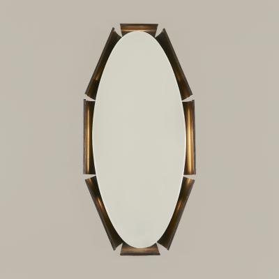 Italian 1970s wooden backlit wall mirror