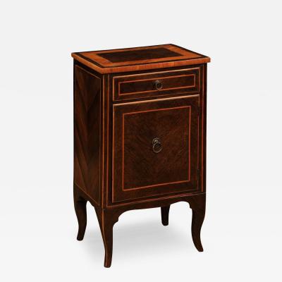 Italian 19th Century Bedside Table with Inlaid D cor Single Drawer and Door