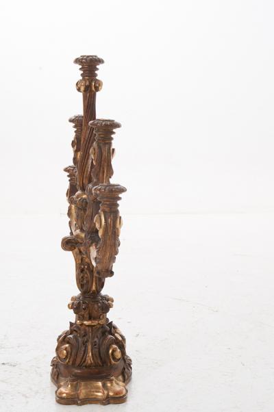 Italian 19th Century Carved Gold Gilt 5 Light Candelabra