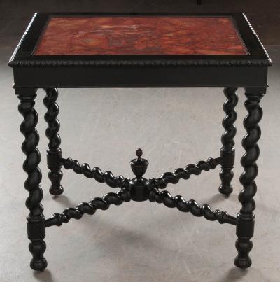 Italian 19th Century Ebony and Scagliola Top Table