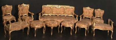 Italian 19th Century Gilt Living Room Suite with a Sof and Pair of Armchairs