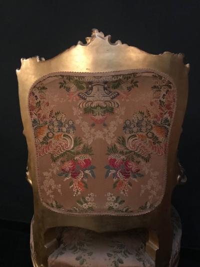 Italian 19th Century Gilt Living Room Suite with a Sof and Pair of Armchairs