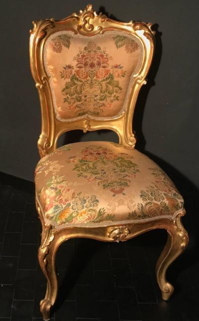 Italian 19th Century Gilt Living Room Suite with a Sof and Pair of Armchairs