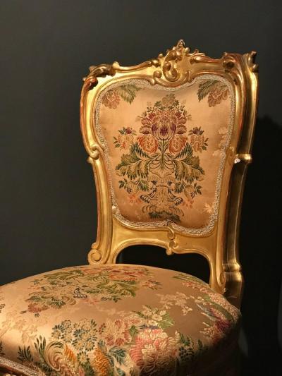 Italian 19th Century Gilt Living Room Suite with a Sof and Pair of Armchairs