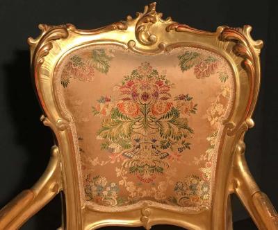 Italian 19th Century Gilt Living Room Suite with a Sofa and Pair of Armchairs