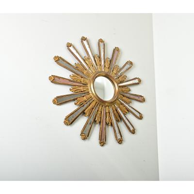 Italian 19th Century Gilt Starburst Mirror