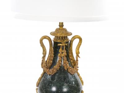 Italian 19th Century Green Marble and Gilt Bronze Louis XVI Style Urn Form Lamps