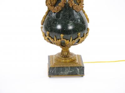 Italian 19th Century Green Marble and Gilt Bronze Louis XVI Style Urn Form Lamps