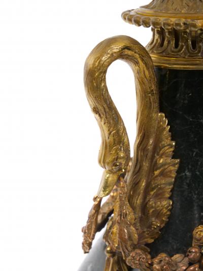 Italian 19th Century Green Marble and Gilt Bronze Louis XVI Style Urn Form Lamps