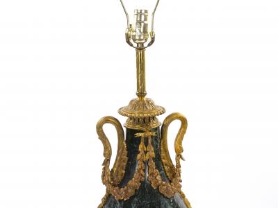 Italian 19th Century Green Marble and Gilt Bronze Louis XVI Style Urn Form Lamps