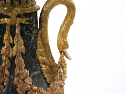 Italian 19th Century Green Marble and Gilt Bronze Louis XVI Style Urn Form Lamps