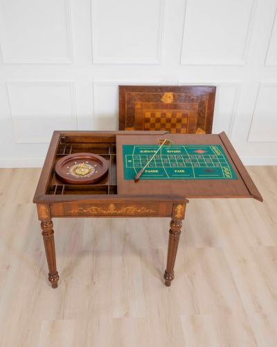 Italian 19th Century Inlaid Double Top Game Table with Chessboard and Roulette