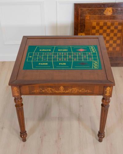 Italian 19th Century Inlaid Double Top Game Table with Chessboard and Roulette