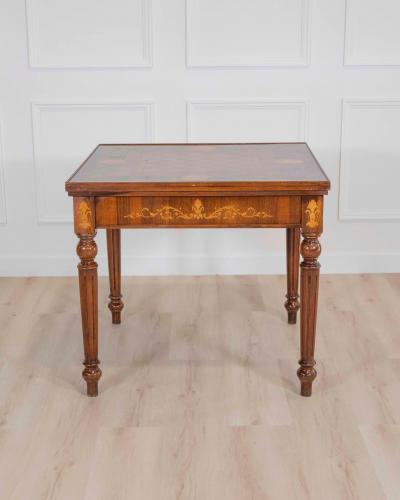 Italian 19th Century Inlaid Double Top Game Table with Chessboard and Roulette