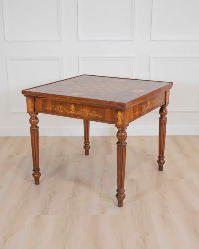 Italian 19th Century Inlaid Double Top Game Table with Chessboard and Roulette