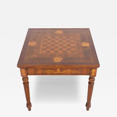 Italian 19th Century Inlaid Double Top Game Table with Chessboard and Roulette