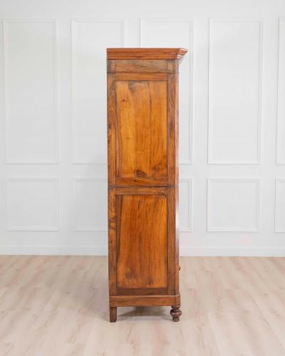 Italian 19th Century Louis Philippe Walnut Wardrobe Cabinet