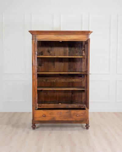 Italian 19th Century Louis Philippe Walnut Wardrobe Cabinet