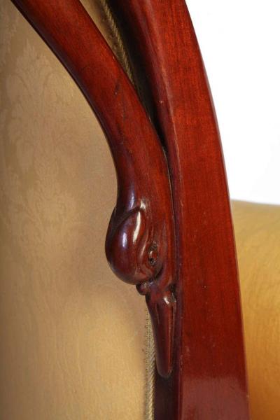 Italian 19th Century Mahogany Swan Neck Sofa or Chais Longues Tuscany 1820